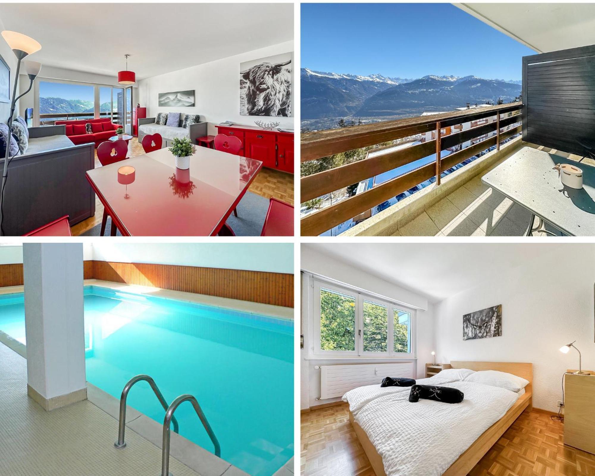 Pied-A-Terre In Crans-Montana, Pool And View - Swiss Alps 아파트 외부 사진